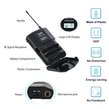 XTUGA SKM4000 PLUS Professional 4*100 Kanálov UHF bezdrôtový mikrofón systém S 2 Ručné A 2 Bodypack Kovové Vstavaný, Nastaviteľná
