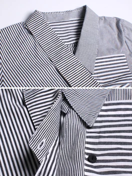 XUXI Šitie Stripe Tričko Ženy Jeseň Plus Veľkosť Vintage Nepravidelný Dlhým rukávom Top Streetwear Módy Košieľka Femme FZ3080