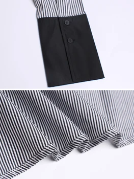 XUXI Šitie Stripe Tričko Ženy Jeseň Plus Veľkosť Vintage Nepravidelný Dlhým rukávom Top Streetwear Módy Košieľka Femme FZ3080