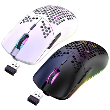 XYH80 Duté-out Honeycomb 2.4 G Wireless Gaming Mouse 4 Výstroj 3200 DPI RGB Svetlo