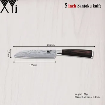 XYj Damasku Žily Kuchyni Varenie Nôž Nástroje Príslušenstvo 5 palcový Japonského Kuchára Nôž 7CR17 Nehrdzavejúcej Ocele Santoku Nôž