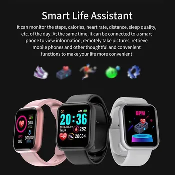 Y68 Bluetooth Smart Hodinky Mužov Nepremokavé Šport Fitness Tracker Inteligentný Náramok Krvného Tlaku, Tepovej Frekvencie D20 Smartwatch
