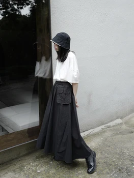 Yamamoto štýle Japonskej základnej čiernej sukni 2020A-line sukne nepravidelný mid-dĺžka sukne