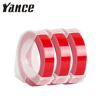 Yance 3ks červená 9 MM 6 MM 12 MM 3D Razba Pásky pre Dymo Razba Label Maker PVC štítok Dymo Pásky, pre Motex E101