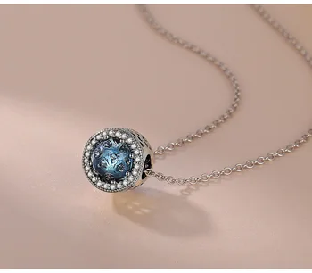 YANHUI Autentické 925 Sterling Silver Blue Crystal Korálky Fit Pôvodnej Kapely Kúzlo Náramok & Náhrdelník Jemné Šperky C067