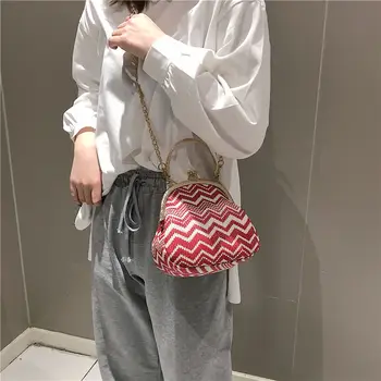 YBYT módne národnej slamy crossbody taška pre ženy 2019 luxusné kabelky ženy tašky dizajnér patchwork žena reťazca taška cez rameno
