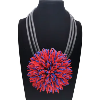 YD&YDBZ Textílie Veľký Kvet Prívesok Vyhlásenie Náhrdelník Pre Ženy Vintage Multi Layer Gumové Lano Náhrdelníky Sveter Reťazca Choker
