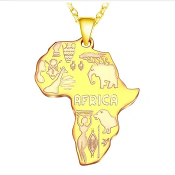 YEYULIN Zlato Strieborná Farba Afrika Mapa Prívesok Reťazca Náhrdelníky Afriky Mapy Šperky pre Ženy Muži
