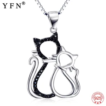 YFN Náhrdelník Prívesok 925 Sterling Silver Chain Zvierat Šperky Pre Ženy Mačka Náhrdelník Krásne Crystal Strieborný Prívesok Matky Darček