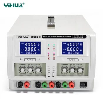 YIHUA 3005D-II Regulované Laboratórne DC Napájanie Dual Channel Triple Výstup 30V 5A Regulátory Napätia Nastaviteľné Napájanie