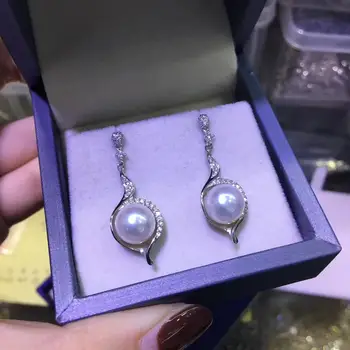 YIKALAISI 925 Sterling Silver Šperky Pearl Náušnice 2019 Jemné Prírodné Perly šperky 7-8mm stud Náušnice Pre Ženy, veľkoobchod