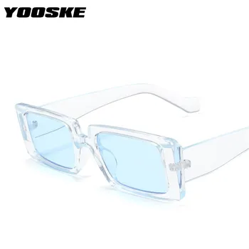 YOOSKE Retro slnečné Okuliare Ženy Obdĺžnik Rám Transparentné Dizajnér Značky Retro Slnečné Okuliare Unisex Námestie Zelené Okuliare UV400