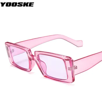YOOSKE Retro slnečné Okuliare Ženy Obdĺžnik Rám Transparentné Dizajnér Značky Retro Slnečné Okuliare Unisex Námestie Zelené Okuliare UV400