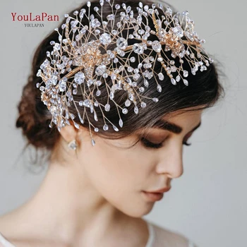 YouLaPan HP286 Ohromujúca Svadobné Vlasy Vína Drahokamu Svadobné Hairpiece Bling Bling Tiara Korálkové Headdress Ženy, Vlasy, Šperky
