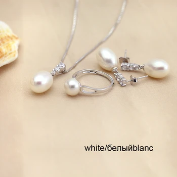 YouNoble Trendy prírodné perlový Náhrdelník Nastaviť ženy freshwatewr pearl Šperky, Náhrdelníky Náušnice Afriky Šperky Sady Biela 45 cm