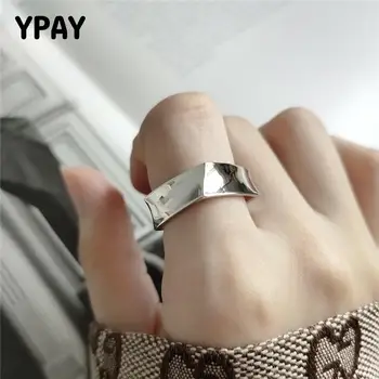 YPAY Originálne 925 Sterling Silver Nastaviteľné Prstene pre Mužov, Ženy Kórea Ťažké Geometrické Palec Krúžok Bague Jemné Šperky YMR871
