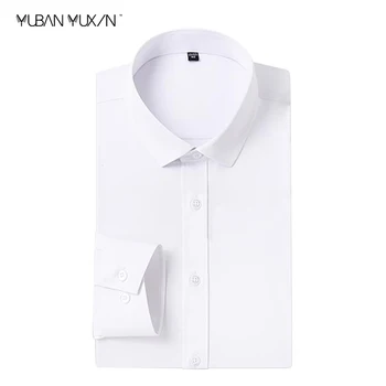 YUBANYUXIN značky mužov tencel bavlna business jednofarebné šaty dlhý rukáv tričko jar a v lete elastické proti vráskam košele
