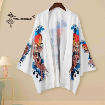 Yukata Japonské Kimono Tradičné Cardigan Lete Kapor Tlač Voľné Tričko Bežné Ženy, Mužov Kimonos Kabát Pár Kimonos Cosplay