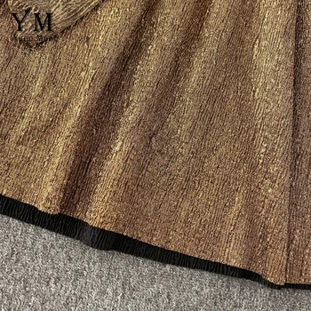 YuooMuoo Kvalitné Luxusné Zlaté Žiariace Obväz Ženy Party Šaty 2019 Doplnky, Módne, Elegantné Lístkového Rukáv V Krku Krátke Šaty
