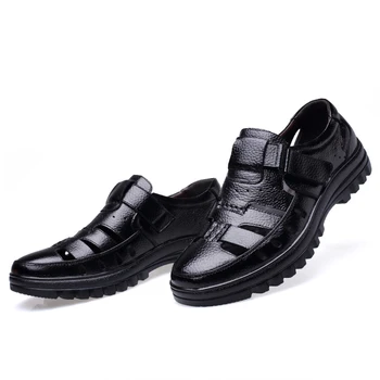 YWEEN kvalitné pánske sandále nepremokavé mužov, kožené topánky mužov vonkajšie pláže topánky
