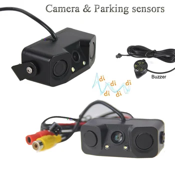 YYZSDYJQ Auto Auto Parktronic Video Parkovací Senzor, Bi Bi Alarm s Zadná kamera + 2 Senzor Video Indikátor Auto Reverse Senzory