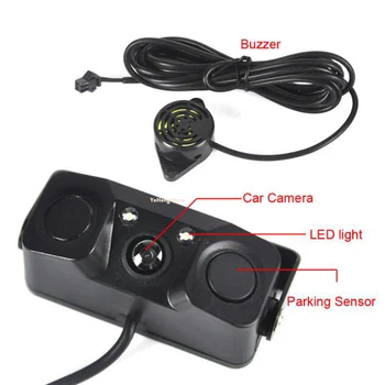 YYZSDYJQ Auto Auto Parktronic Video Parkovací Senzor, Bi Bi Alarm s Zadná kamera + 2 Senzor Video Indikátor Auto Reverse Senzory