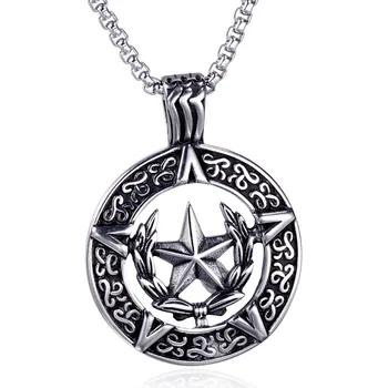 Z nehrdzavejúcej Ocele Gotický Uzol Viking Pentagram Prívesok Náhrdelník Magic Päť Bod Hviezda Kola Náhrdelníky Šperky so 60 cm Reťaz