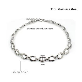Z nehrdzavejúcej ocele hrubé reťazí náhrdelník ženy striebornom námestí kúzlo spojené ploché kolo čaro náhrdelník módne šperky