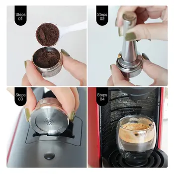 Z nehrdzavejúcej ocele Naplniteľné Kávové Kapsule Pod Filter Dripper Tamper Kompatibilný s DELTA Q/ kávovar