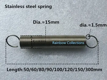 Z nehrdzavejúcej ocele rozšírenie jar Drôt dia. 1,5 mm /Vonkajšie dia. 15 mm Dĺžka 50/60/80/100/120/150/300 mm Napätie jar
