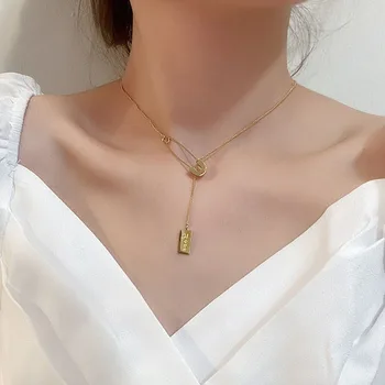Z Nehrdzavejúcej Ocele, Zlaté Náhrdelníky Pre Ženy Módne Šperky A Špeciálny Dizajn Zlaté Pin Clavicle Náhrdelník Kórejský Jewelries