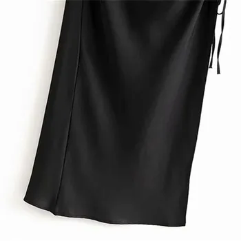 Za Šaty 2020 Ženy Vintage Tenké Pásiky Midi Šaty Módne Backless Strane Viazaná Pás Nastaviteľný Záhybov Lem, Bočné Ventilačné Mujer Šaty