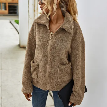 ZADARMO PŠTROSIE Pevné kožuchy Pre Ženy Teplé Fleece Bunda na Zips Bežné Teplé Jesenné Zimné 2020 Nové Harajuku Kabát Žena