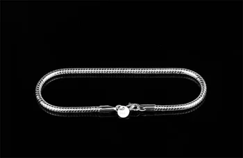 Zadarmo Zaslané Potvrdenie Pôvodného 925 Sterling Silver Náramky 3 mm Had Kosti Náramky, Prívesky Pre Mužov a Ženy, Módne Šperky