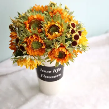 Zahraničný obchod výborný produkt, 1 banda umelý kvet falošné slnečnice hodváb skutočný dotyk daisy kvet strany svadobné kvety stôl