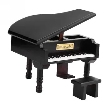 Zalesnené Music Box Windup Piano Music Box Grand Piano Tvarované Music Box s Malými Stolice Veselé Darček k Narodeninám