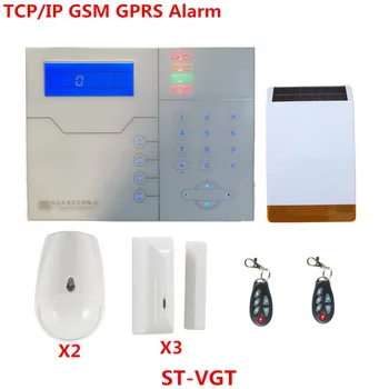 Zameranie anglický francúzsky Hlas ST-VGT TCP IP GSM Alarm Systém Smart Home Security Alarm S Solárnych Blesk Blesk Siréna Alarm