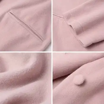 ZANZEA Bežné Klope Outwear Žena Single-breasted Midi Cardigan Žien Jeseň Vlnené kabát Módne Manteau Femme Nadrozmerné 5XL
