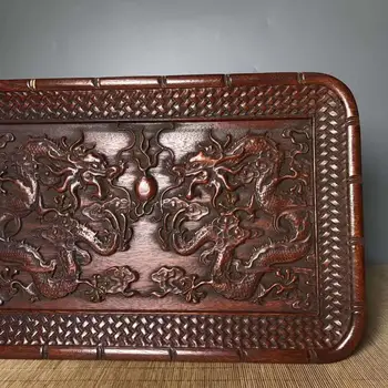 Zbierku Čínskeho skvelého rosewood rezbárstvo (Shuanglongxizhu) drak vzor čaju zásobník zásobník dekorácie /Č. 1--Č. 10 (10 patt