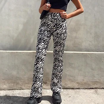 Zebra Zviera Tlače Elegantné Nohavice Capris Harajuku Vysoký Pás Nohavice Dámske Ležérne Širokú Nohu, Nohavice Ženy Streetwear 2020