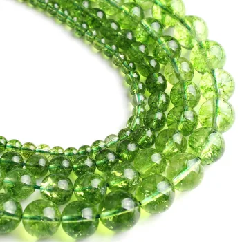 Zelená Peridot Kameň Korálky Kolo Voľné Dištančné Korálky Pre Šperky, Takže Prírodný Krištáľ Korálky Diy Náramok, Náhrdelník 15