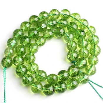 Zelená Peridot Kameň Korálky Kolo Voľné Dištančné Korálky Pre Šperky, Takže Prírodný Krištáľ Korálky Diy Náramok, Náhrdelník 15