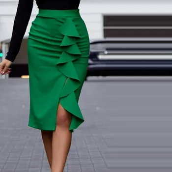 Zelená Rozstrapatené Sukne Predné Štrbinou Ceruzka Vysokej Kvality Formálne Večerné Akcie Ženy High-End Dlhé Sukne
