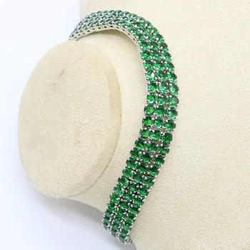 Zelená Semi-drahé Strieborné Farebné Šperky Set pre Ženy s Náramok Kvet Tvar Náušnice Náhrdelník Prívesok, Prsteň Darčekovej krabičke