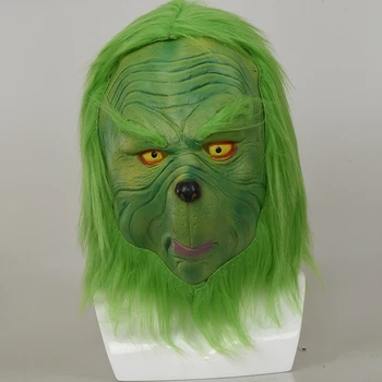 Zelené Vlasy Monster Maska Set Halloween Vianoce Teroru Cosplay Latex Materiál Strana Maškaráda Kreatívne Hranie Rolí Masku, Rukavice