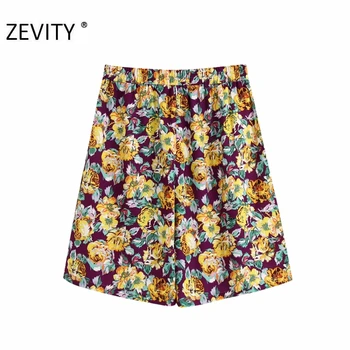 Zevity Nové ženy móda tropický kvet tlač bežné Bermudy Šortky lady elastický pás elegantné hot šortky pantalone cortos P911