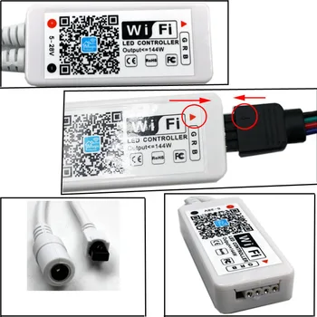ZGX Wifi led pásy, rgb led svetlo 5050 wifi bezdrôtový ovládač lampa ip neon vodotesná páska páska DC12V 60Leds/M 5M 10 M 15M nastaviť