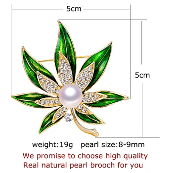 ZHBORUINI 2019 Vysoko Kvalitné Prírodné Sladkovodné Perly Brošňa Pearl Smalt Listy Brošňa Zlatá Farba Pearl Šperky Pre Ženy Darček