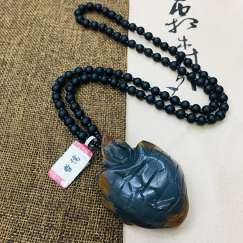 Zheru prírodné Huanglong jade vyrezávané multicolor dragon korytnačka prívesok s čiernou okrová perličiek náhrdelník mužov a žien sveter reťazca