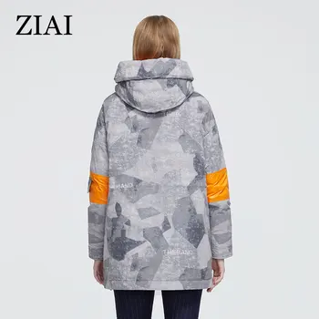 Ziai zimné ženy vetrovka módne vrecká žena bunda Kamufláž dlho ženy kabát Pohodlné Kontrast lady office AR-7222